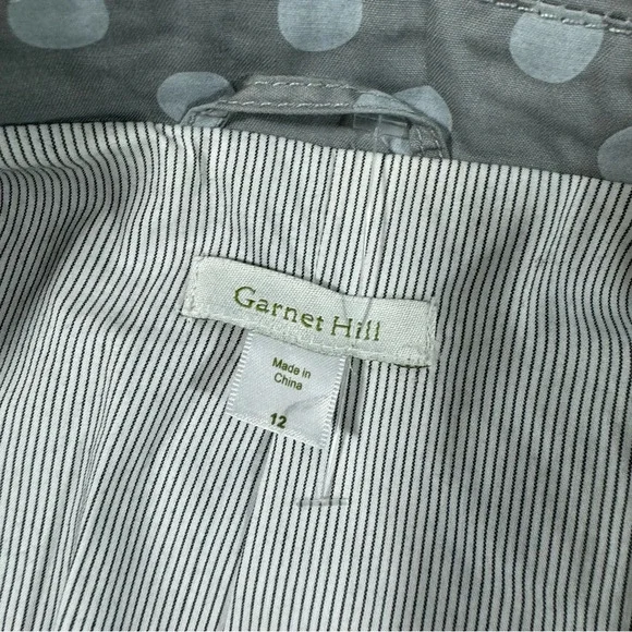 Garnet Hill Polka Dot Jacket Lined Lightweight Grey - Picture 4 of 8